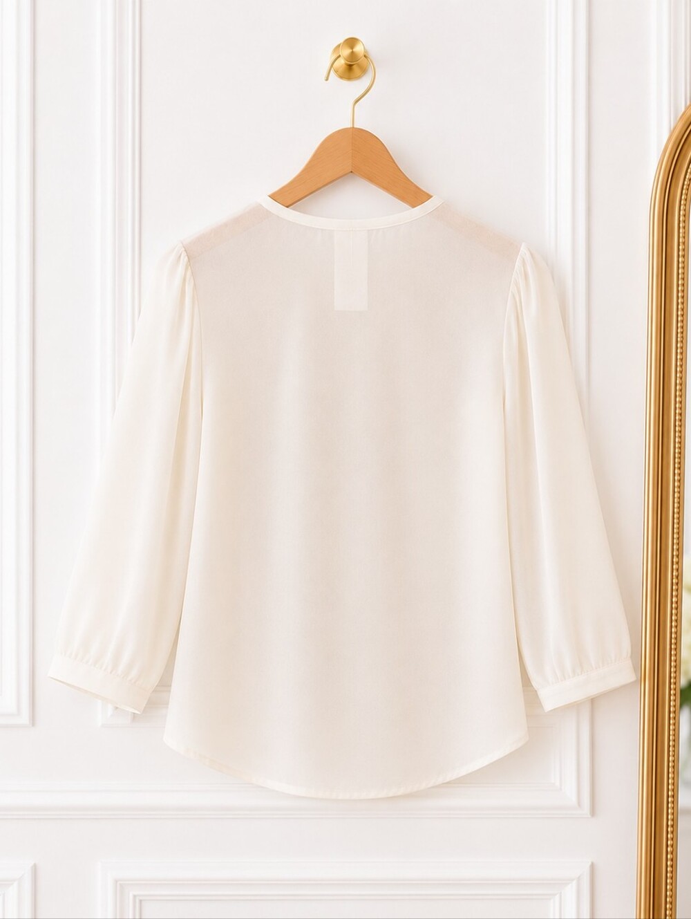 LOFT  Semi Sheer Ruffle Blouse Size PL Ivory Top | Romantic Wardrobe Essential - Picture 8 of 10